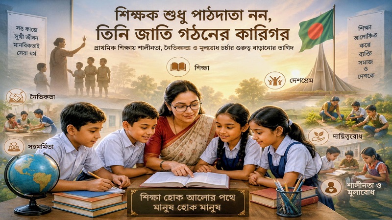 শিক্ষক শুধু পাঠদাতা নন,তিনি জাতি গঠনের কারিগর প্রাথমিক শিক্ষায় শালীনতা,নৈতিকতা ও মূল্যবোধ 